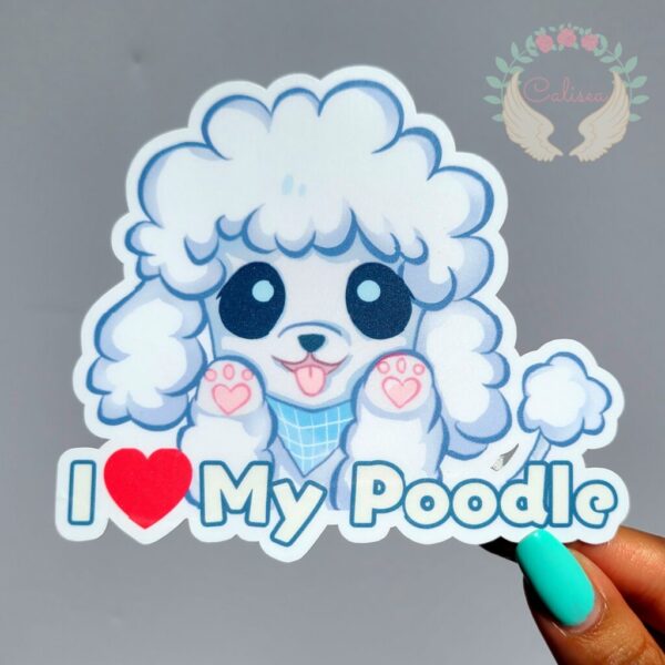 White Poodle Vinyl Sticker