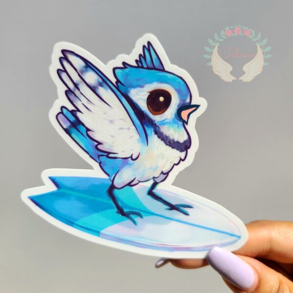 Bird Surfing Vinyl Sticker