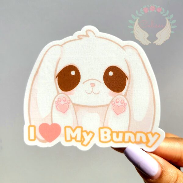 Cream Strawberry Bunny Vinyl Sticker