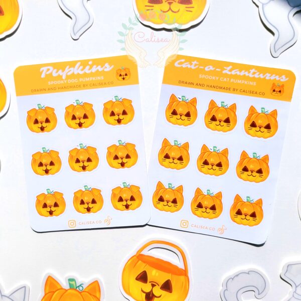 Dog Cat Pumpkin Halloween Sticker Sheet Set