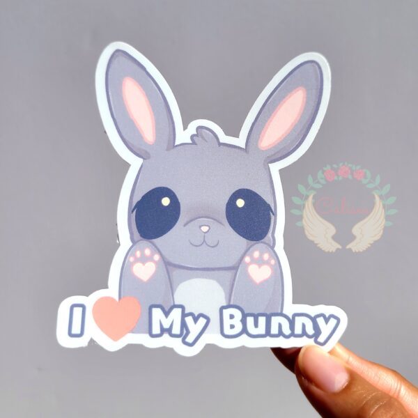 Gray Bunny Vinyl Sticker