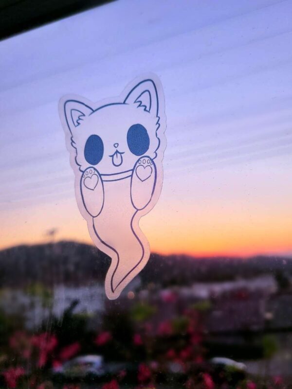 clear ghost cat sticker